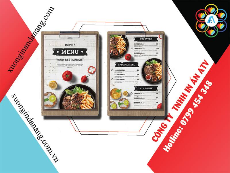 In menu nhựa bìa cứng tại Quảng Trị giá rẻ