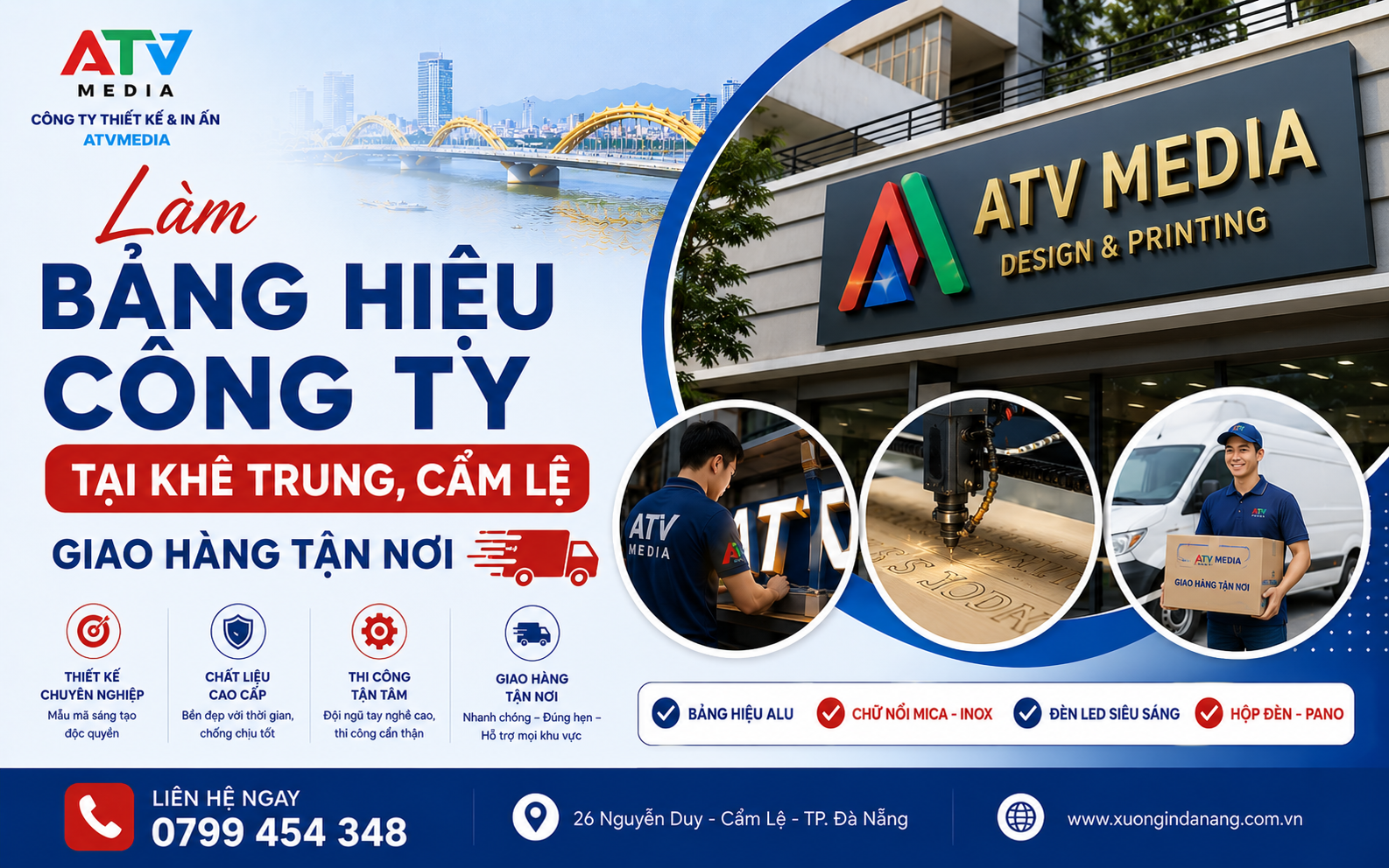 Làm Bảng Hiệu Công Ty Tại Khuê Trung, Cẩm Lệ Giao Hàng Tận Nơi