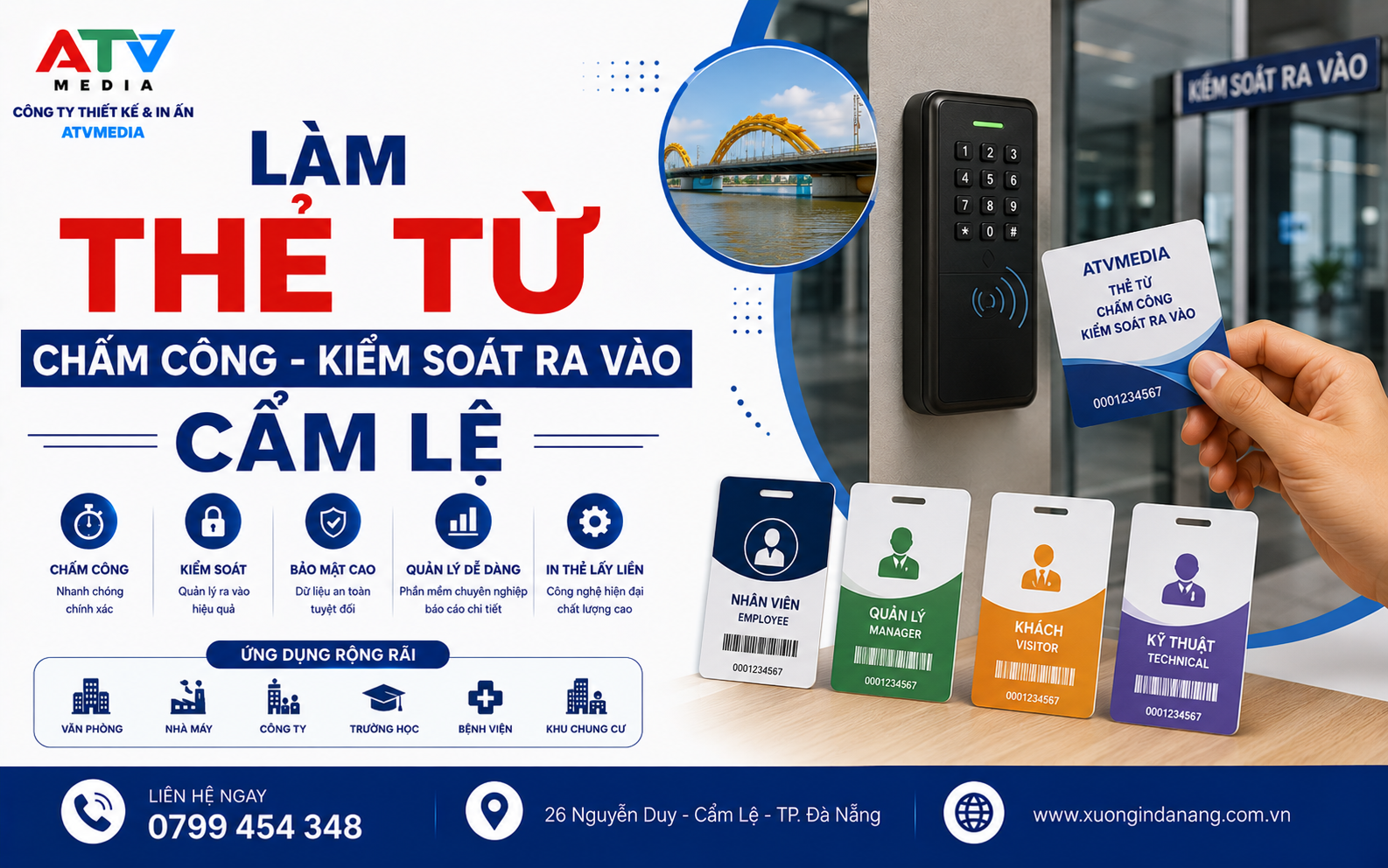 Làm Thẻ Từ Chấm Công Kiểm Soát Ra Vào Cẩm Lệ
