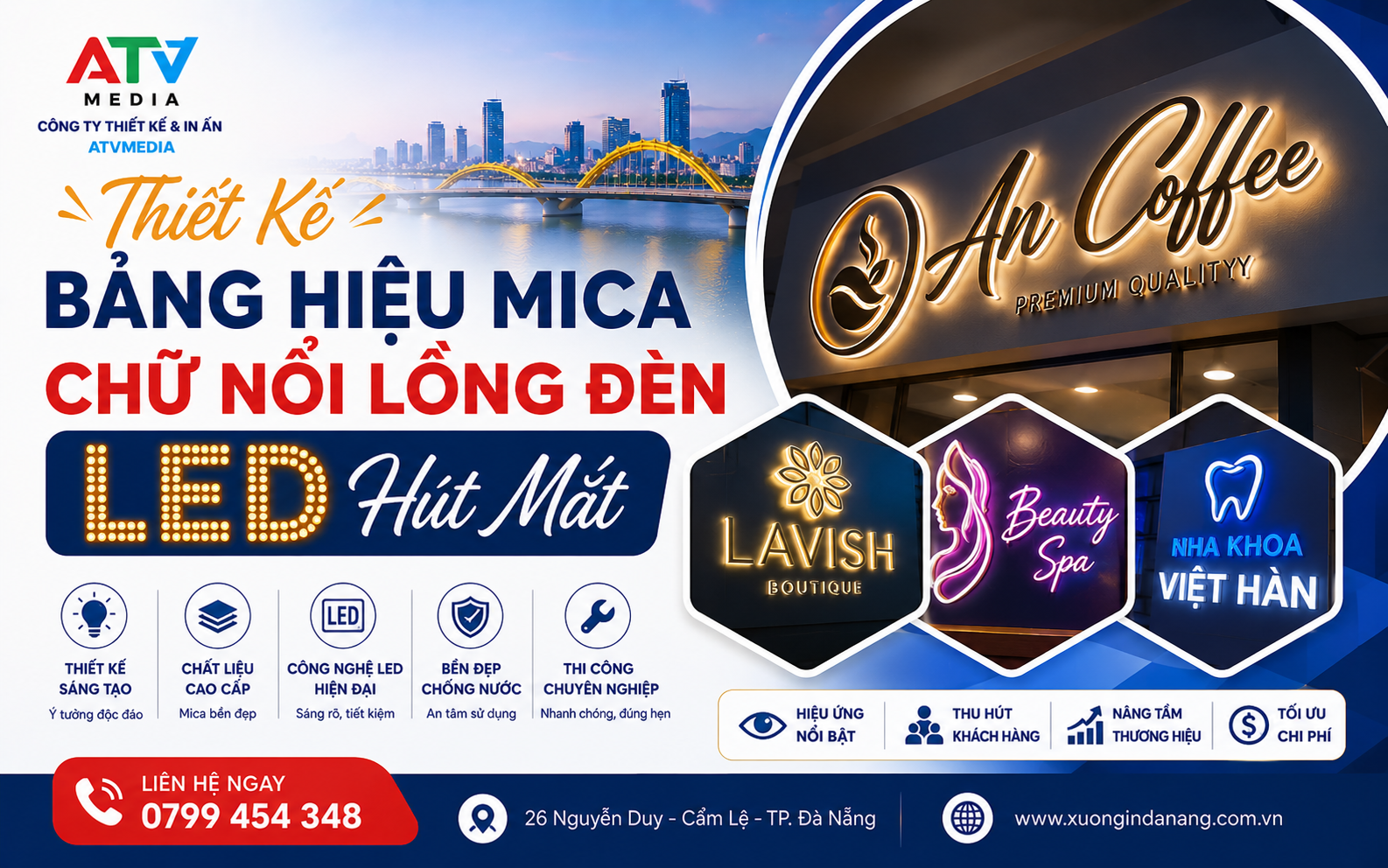 Thiết Kế Bảng Hiệu Mica Chữ Nổi Lồng Đèn LED Hút Mắt