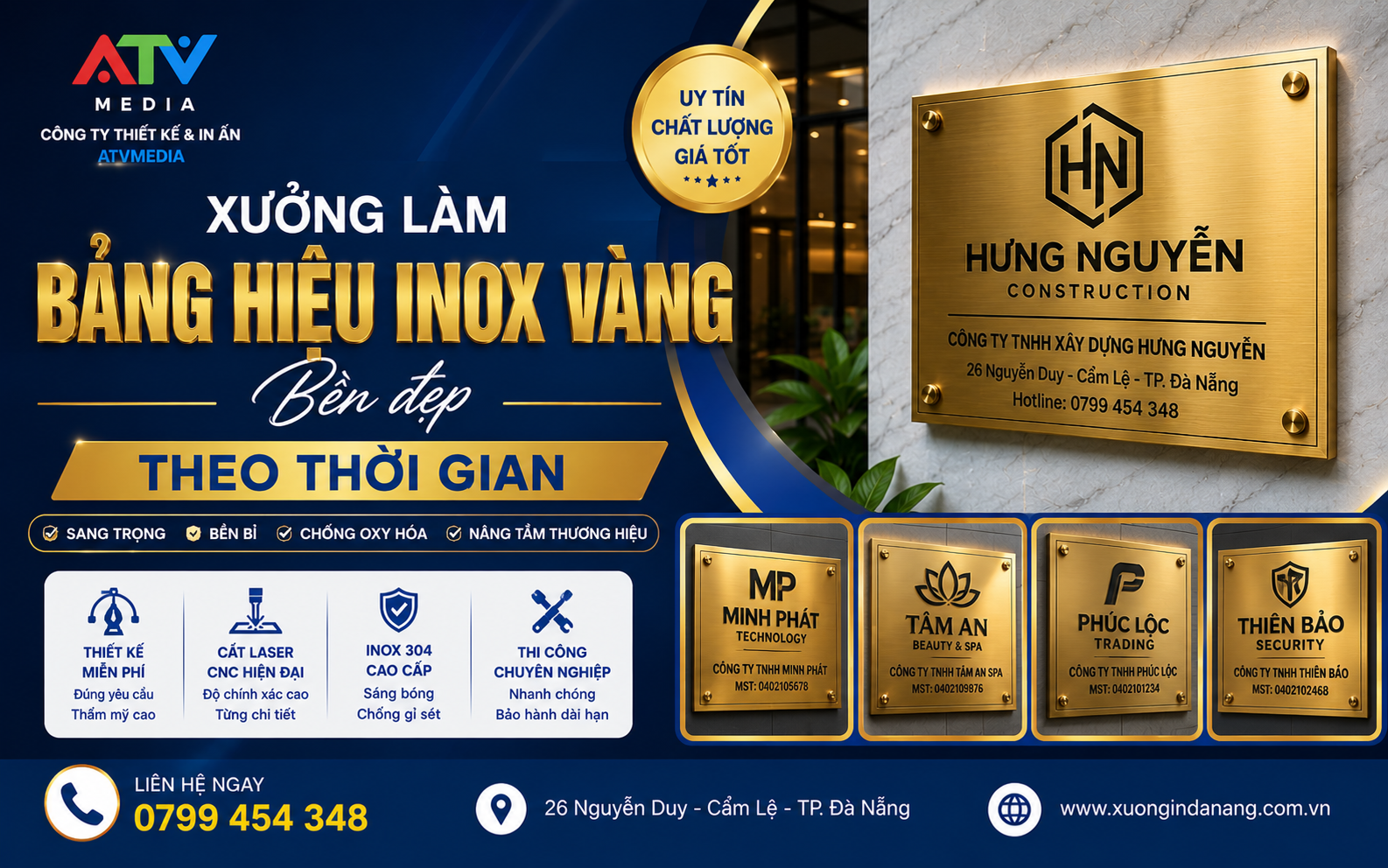 Xưởng Làm Bảng Hiệu Inox Vàng Bền Đẹp Theo Thời Gian
